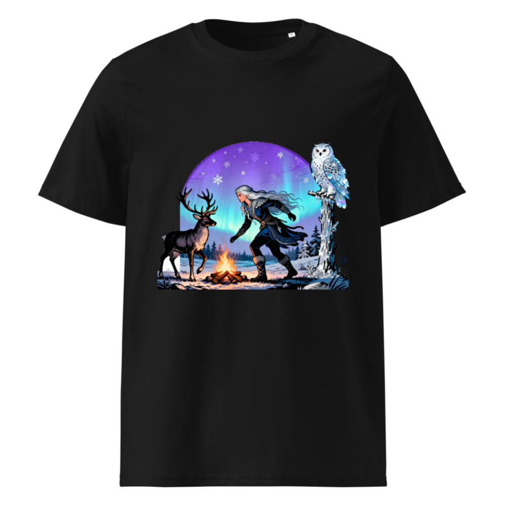 Unisex Organic Cotton T-Shirt | Winter Warrior with Reindeer & Owl