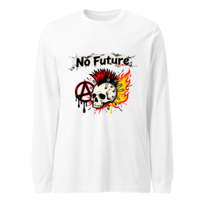 No Future Punk Skull & Anarchy Symbol Unisex Long Sleeve Tee