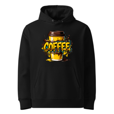 Unisex Eco Hoodie - Coffee Art Graphic Sweatshirt, Essential Comfort