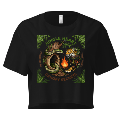 Jungle Heart Women's Crop Top | Snake & Jaguar Graphic, Canopy Secrets Design