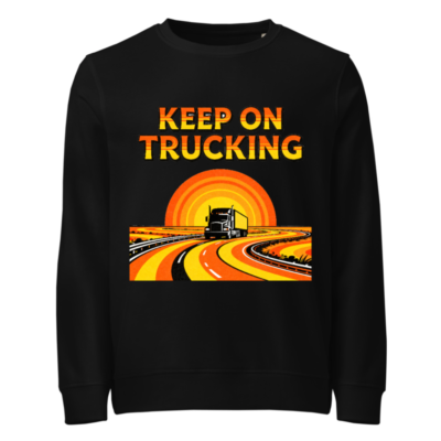 Unisex Organic Sweatshirt | Keep on Trucking Vintage Road Design