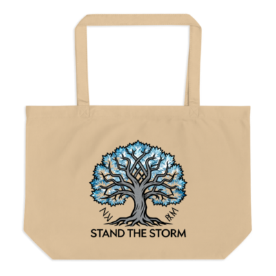 Organic Tote Bag | Stand the Storm Tree Design | Eco-Friendly Large Canvas Tote