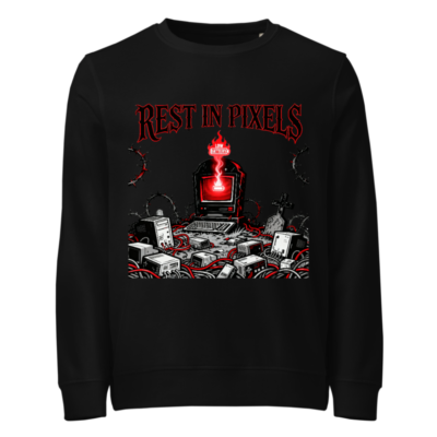 Rest in Pixels | Unisex Organic Sweatshirt - Low Battery Design