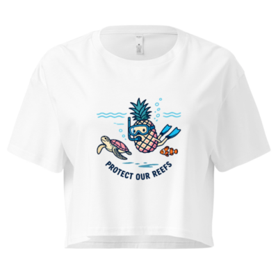Women's Crop Top with Pineapple Diver & Sea Life | Protect Our Reefs
