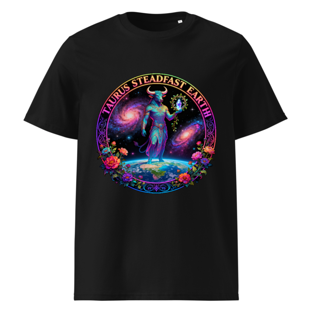Unisex Organic Cotton T-Shirt - Taurus Steadfast Earth Cosmic Bull Design