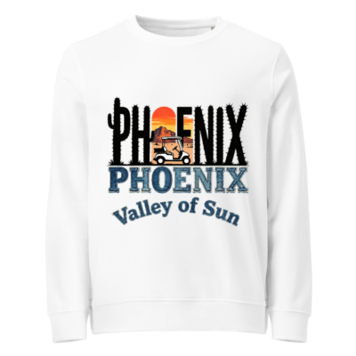 Unisex Organic Sweatshirt | Phoenix Valley of Sun Golf Cactus Design