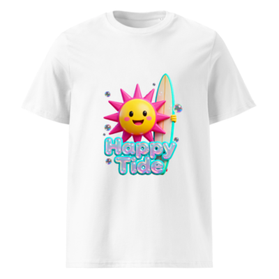Unisex Organic Cotton T-Shirt | Happy Tide Sun Surf Graphic Tee