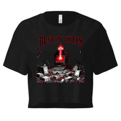 Rest in Pixels Women's Crop Top | Gothic Tech Graveyard Design