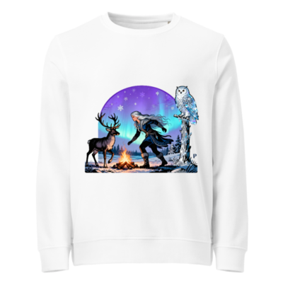 Unisex Organic Sweatshirt with Winter Magic Deer & Owl Design