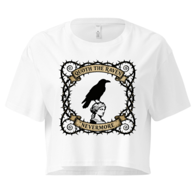 Women's Crop Top - Quoth the Raven Nevermore, Gothic Raven & Thorn Design