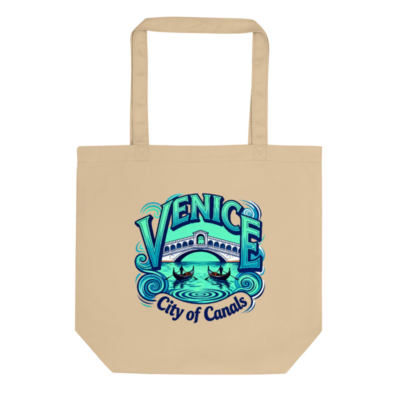 Eco Oyster Tote Bag | Venice City of Canals, Gondola & Rialto Bridge Design