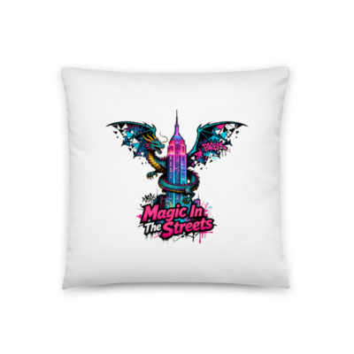 Magic In The Streets Dragon Pillow - 18" x 18" Basic Square Pillow