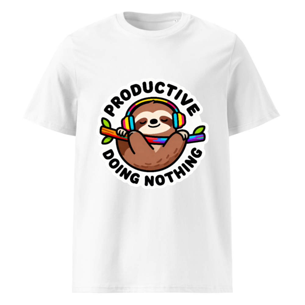 Unisex Organic Cotton T-Shirt | Sloth Doing Nothing Productive Tee