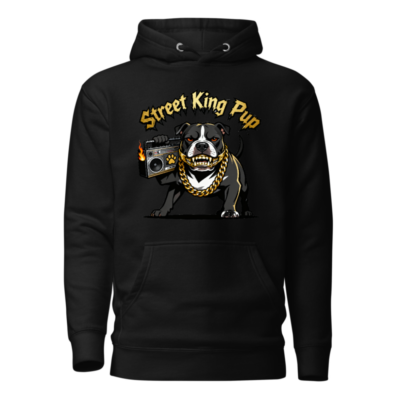 Street King Pup Unisex Hoodie - Premium Pullover with Boombox Dog Graphic