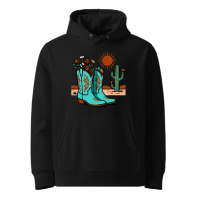 Unisex Eco Hoodie - Desert Boots & Cactus Graphic, Sustainable Cotton Blend