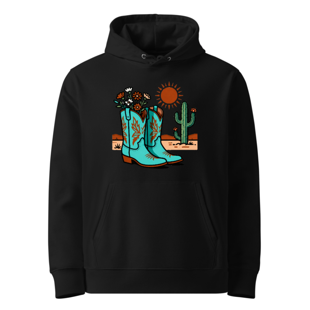 Unisex Eco Hoodie - Desert Boots & Cactus Graphic, Sustainable Cotton Blend