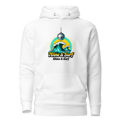 70ine & Surf Unisex Premium Pullover Hoodie - Disco Wave Design