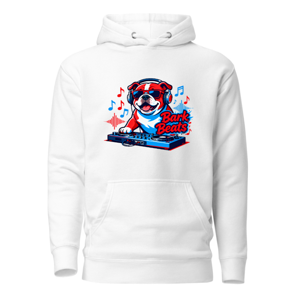 Bark Beats DJ Dog Unisex Hoodie - Premium Pullover, Music Lover Gift