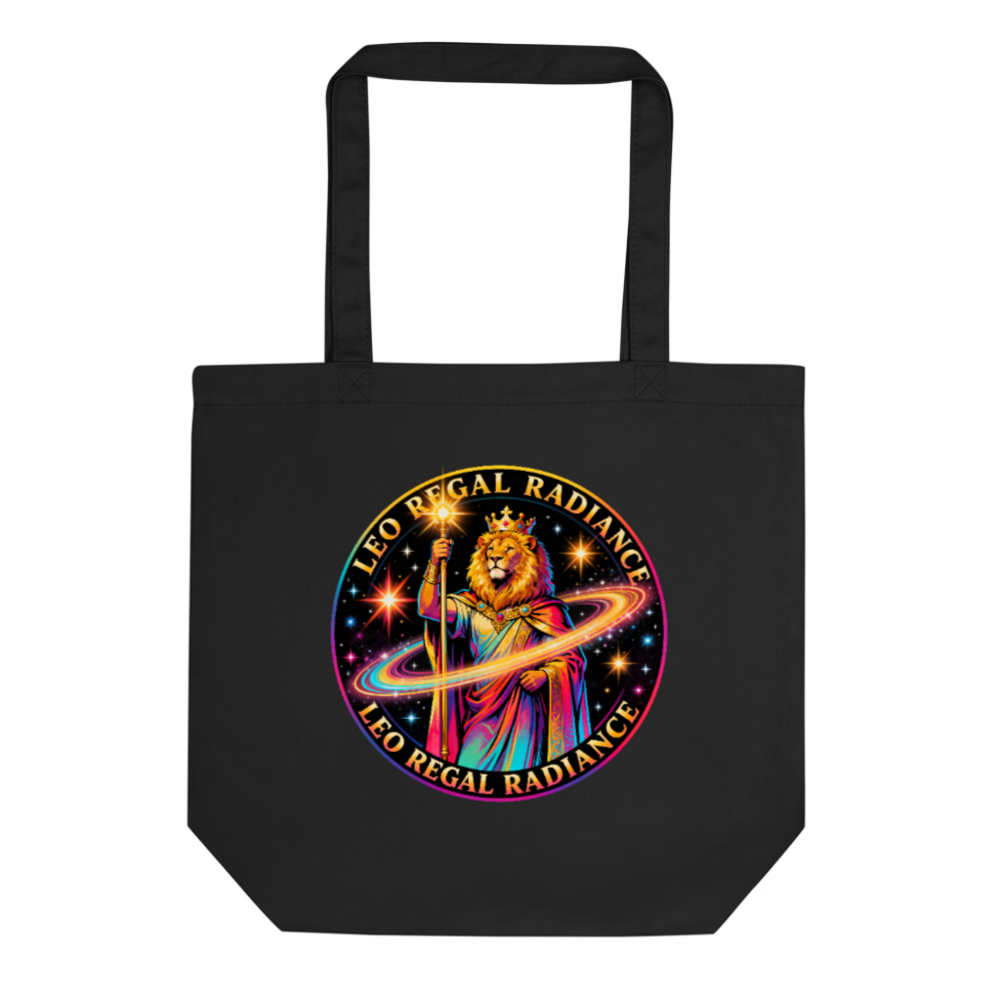 Eco Black Tote Bag | Leo Regal Radiance Lion King Design