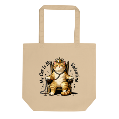 Eco Oyster Tote Bag | My Cat Is My Valentine - Sustainable Canvas Tote