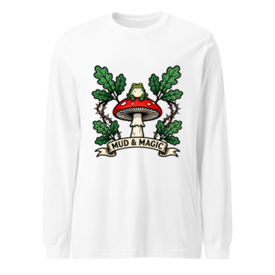 Mud & Magic Frog on Mushroom Unisex Long Sleeve Tee - Forest Fantasy Design