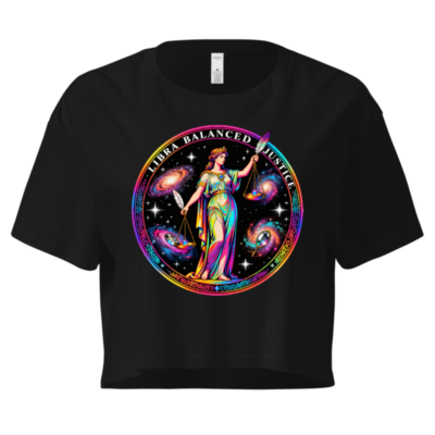 Women's Crop Top - Libra Balanced Justice Rainbow Astrology Design