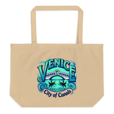 Venice City of Canals Organic Tote Bag - Large Eco-Friendly Canvas Bag