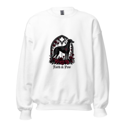 Unisex Faith & Paw Black Greyhound Sweatshirt | Gothic Rose Design
