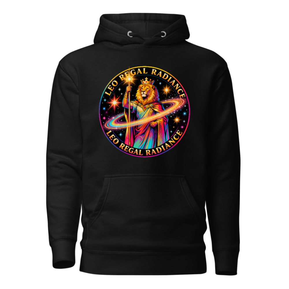 Leo Regal Radiance Unisex Hoodie - Premium Pullover with Cosmic Lion King Design