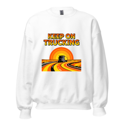 Keep On Trucking Sweatshirt - Unisex Crew Neck, Retro Road Design