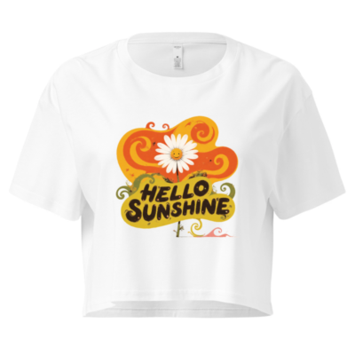 Women's Crop Top - Hello Sunshine Daisy Graphic Tee, Short Sleeve, Casual Style