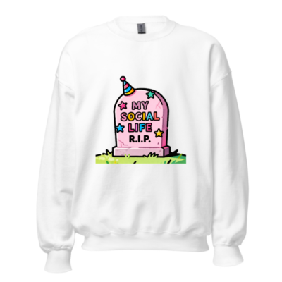 Unisex Crew Neck Sweatshirt | My Social Life R.I.P. Funny Graveyard Graphic Tee