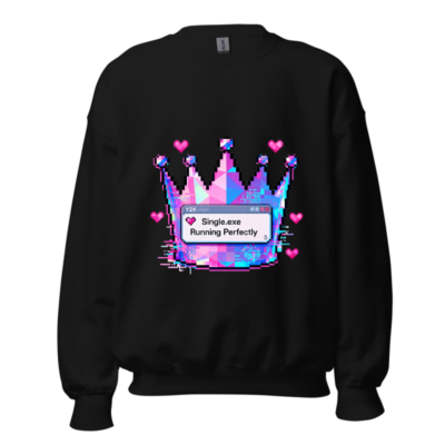 Pixel Crown Sweatshirt - Y2K Single.exe Running Perfectly Unisex Crew Neck