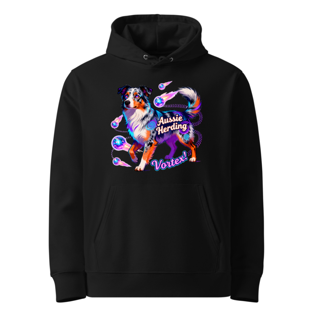 Aussie Herding Vortex! Unisex Eco Hoodie - Black