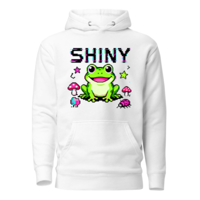 Shiny Frog Pixel Art Unisex Hoodie - Premium Pullover with Retro Gaming Design
