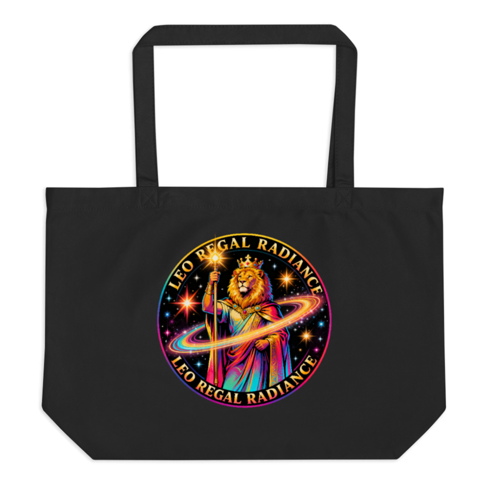 Leo Regal Radiance Organic Tote Bag | Large Black Eco-Friendly Canvas Tote