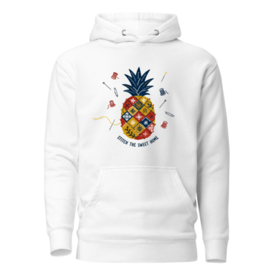 Unisex Premium Pullover Hoodie - Stitch the Sweet Home Pineapple Patchwork Design