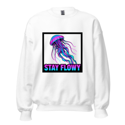 Unisex Crew Neck Sweatshirt | Stay Flowy Jellyfish Graphic - Soft Comfort Fit