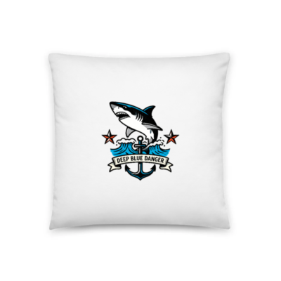 Deep Blue Danger Shark Anchor Pillow 18"x18" - Nautical Decorative Throw Pillow