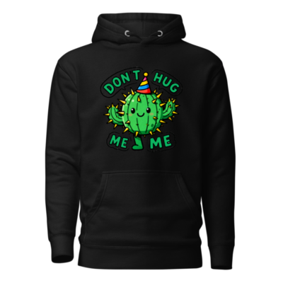 Unisex Premium Pullover Hoodie - Don't Hug Me, I'm a Cactus with Party Hat