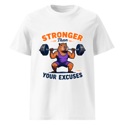 Stronger Than Your Excuses Capybara Gym T-Shirt | Unisex Organic Cotton