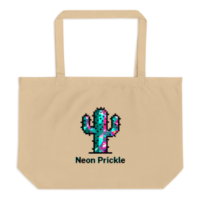 Neon Prickle Cactus Organic Tote Bag | Large Eco-Friendly Canvas Tote