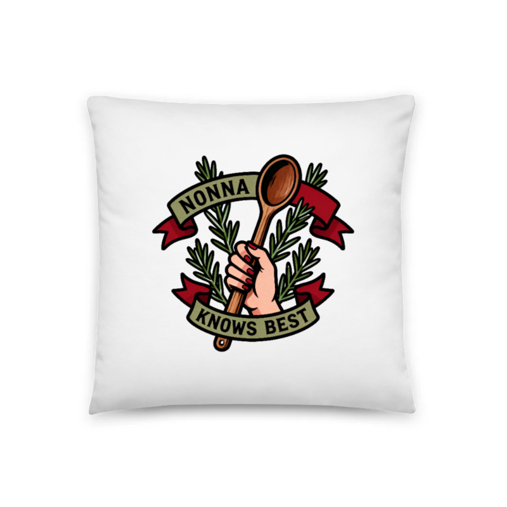 Nonna Knows Best Wooden Spoon Pillow - 18"x18" Classic Design