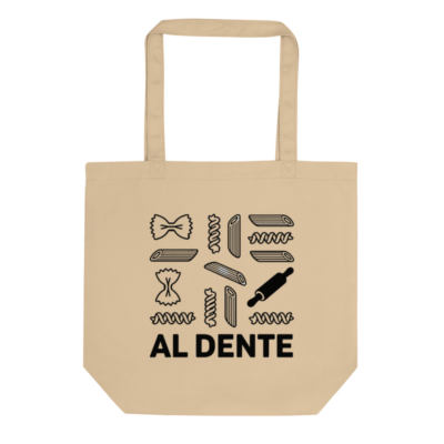 Eco Oyster Tote Bag | Sustainable Cotton Tote with Pasta Design & Al Dente Print