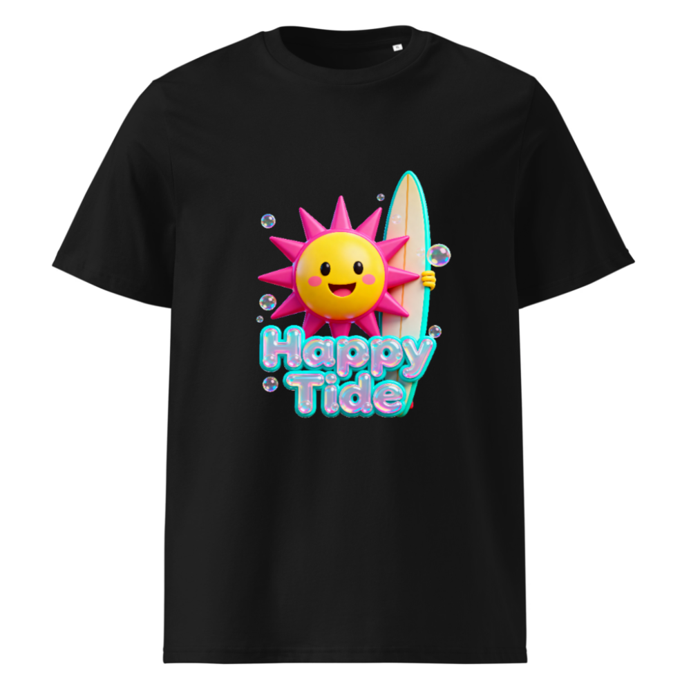 Unisex Organic Cotton T-Shirt | Happy Tide Sun Surf Graphic Tee