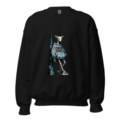 Unisex Crew Neck Sweatshirt - Cold Soul Skeleton Deer Graphic Hoodie