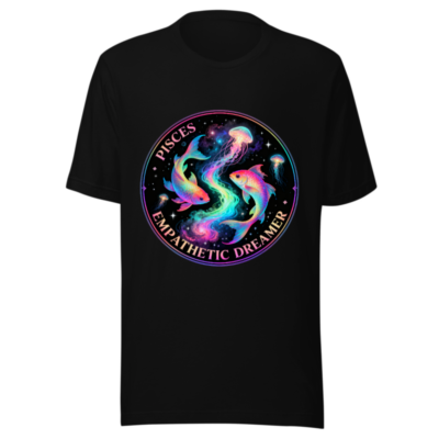 Pisces Empathetic Dreamer Unisex T-Shirt | Cosmic Fish & Jellyfish Design