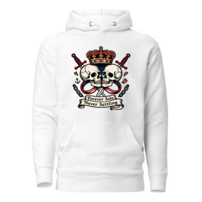 Unisex Premium Pullover Hoodie - Forever Solo Never Settling Skull Crown Sword Design