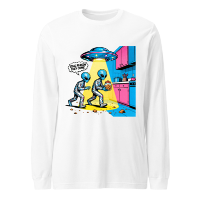 Alien Cookie Theft Unisex Long Sleeve Tee - Retro Sci-Fi Graphic