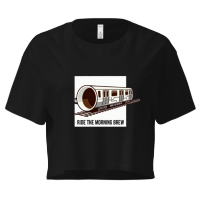 Women's Crop Top - Ride the Morning Brew Coffee Train Design